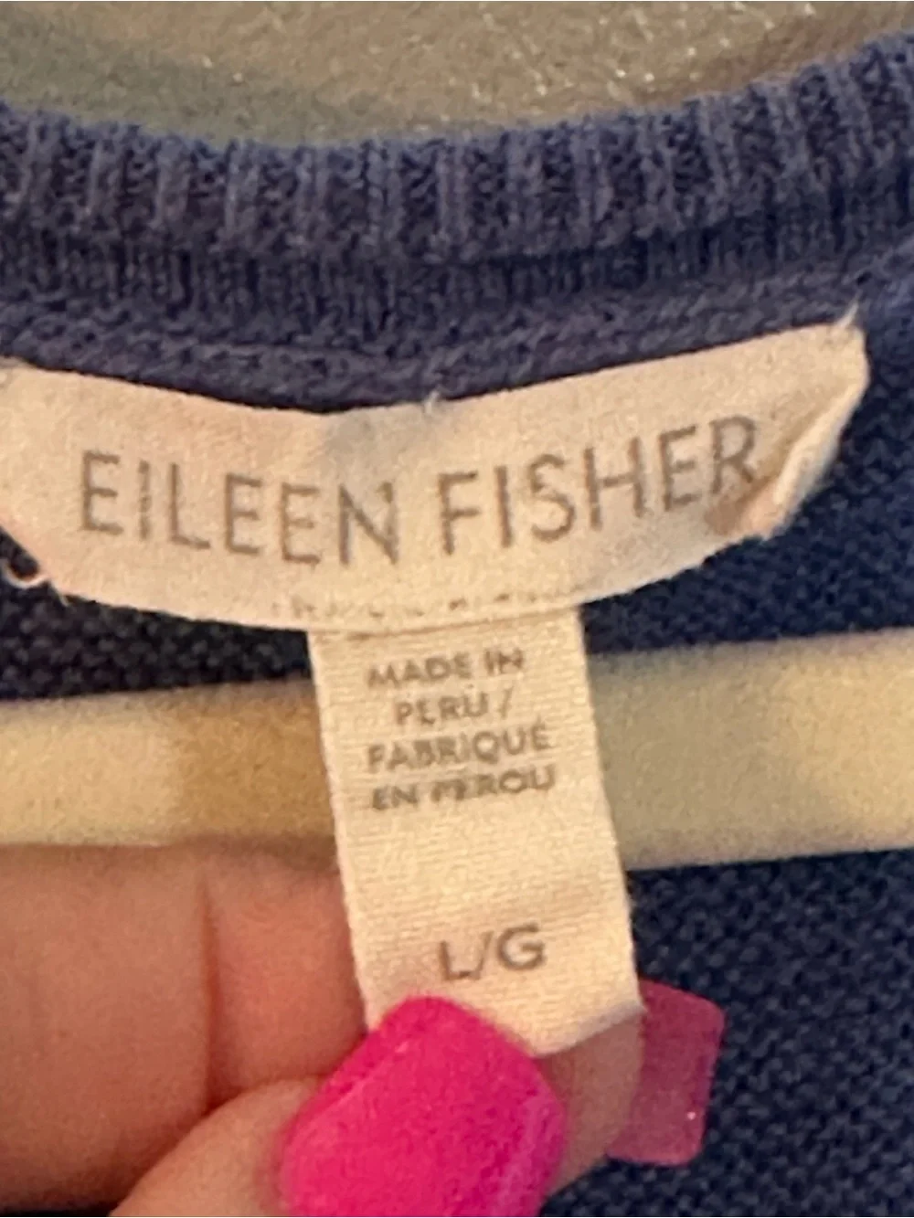 Eileen Fisher Knit Scoop Neckline High-Low Curved Hem Periwinkle Large Lagonlook